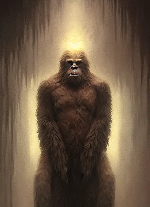 Prompt: symmetry!! portrait of scary bigfoot, horror, moody lights!! intricate, scary, highly detailed, digital painting, artstation, concept art, smooth, sharp focus, illustration, art by artgerm and greg rutkowski and alphonse mucha