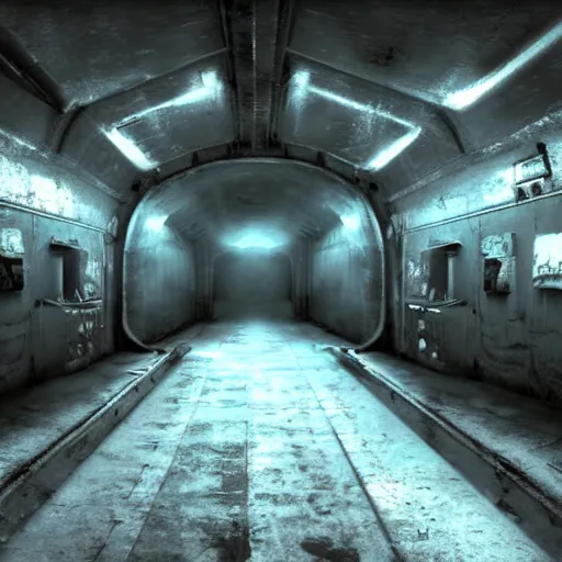 Image similar to Concept art, inside an narrow room of an empty ussr submarine, messy, foggy and dark, littles light shafts coming from little holes, photorealism, 8k, cinematic, high details, neat