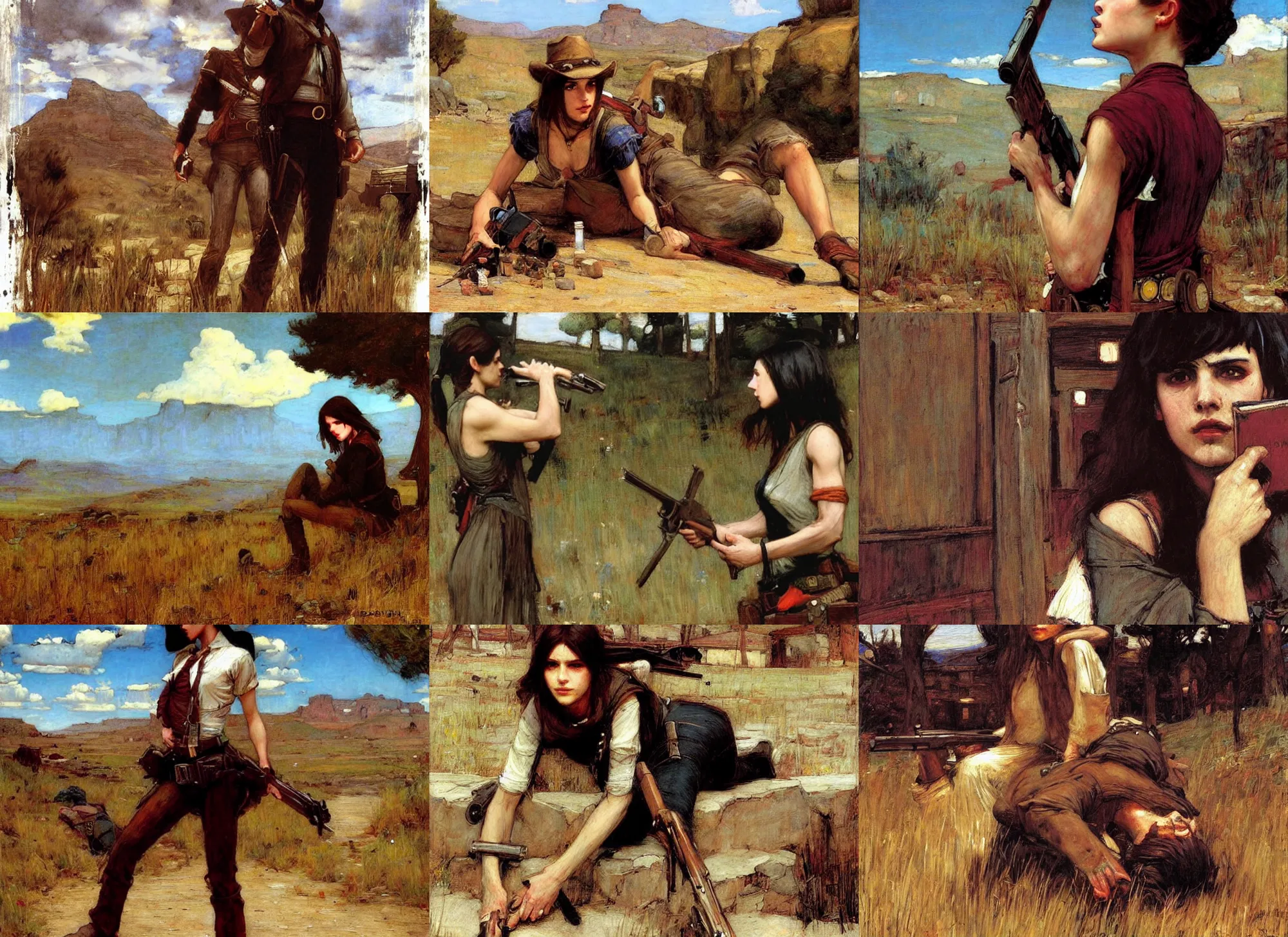 Prompt: Read Dead Redemption, painted by John William Waterhouse