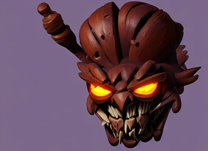 Prompt: brown wooden festeroot witch head, stylized stl, 3 d render, activision blizzard style, hearthstone style, darksiders art style, greg rutkowski style