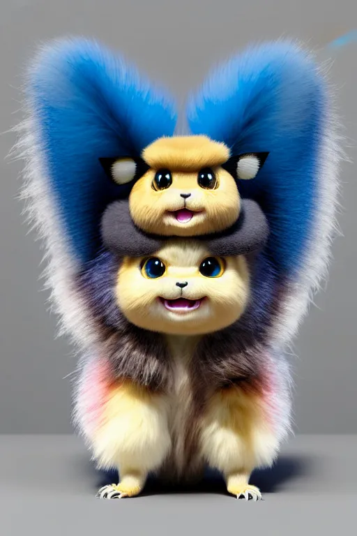 Prompt: high quality 3 d render hyperrealist very cute multicolor stripped fluffy! tarantula cat hybrid highly detailed, vray smooth, in the style of detective pikachu, hannah yata charlie immer, dramatic blue light, low angle, uhd 8 k, sharp focus