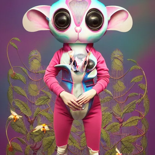 Image similar to full shot of a sugar glider android character:: by Martine Johanna and Simon Stålenhag and Chie Yoshii and Casey Weldon and Guillermo del toro :: ornate, dynamic, particulate, rich colors, intricate, elegant, highly detailed, centered, artstation, smooth, sharp focus, octane render, 3d