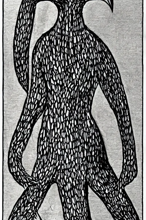 Image similar to a drawing of a bird, by junji ito