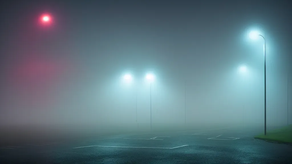 Image similar to photograph of a foggy neon park at night by henri prestes, 4 k resolution