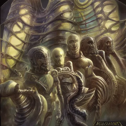 Image similar to A portrait of the Phyrexian praetors