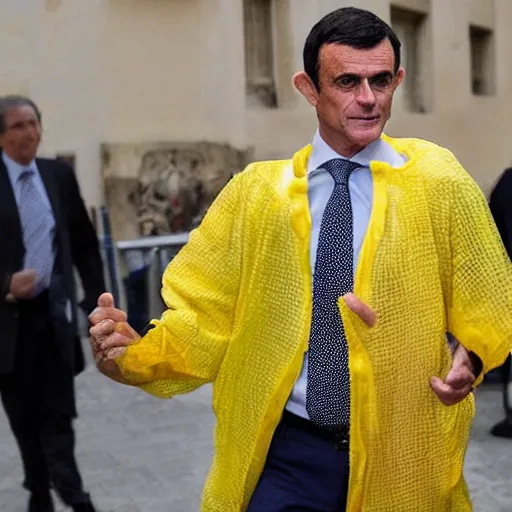 Image similar to Manuel Valls wearing a banana costume