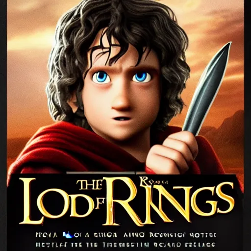 Image similar to the main promotional poster for the pixar remake of lord of the rings : return of the king. animated in 4 k with presto animation software.