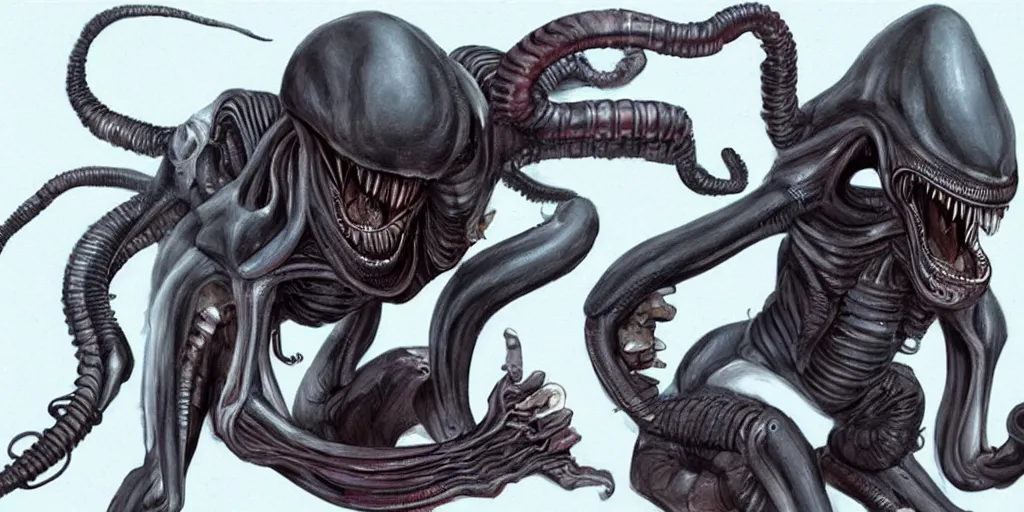 Prompt: previously unseen xenomorph, concept art, character concept, Alien,