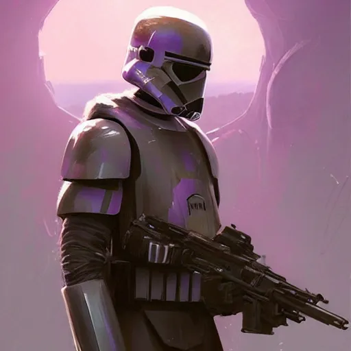 Prompt: star wars concept art by greg rutkowski, a soldier of the galactic dominion wearing purple tactical gear, highly detailed portrait, digital painting, artstation, concept art, smooth, sharp foccus ilustration, artstation hq