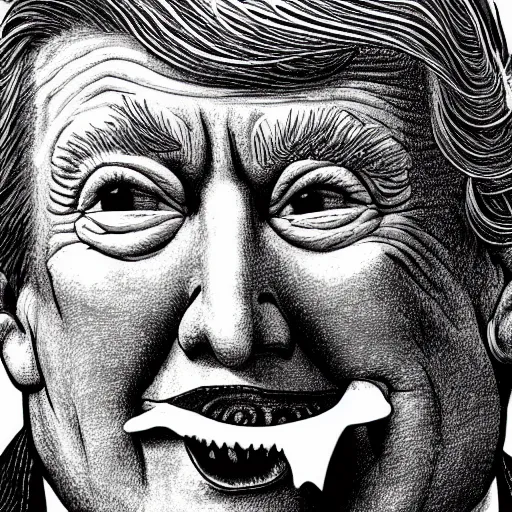 Image similar to close - up portrait of donald trump eating paper, by robert crumb