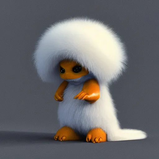 Image similar to cute fluffy alien creature character concept 3 d render with detailed fur 4 k