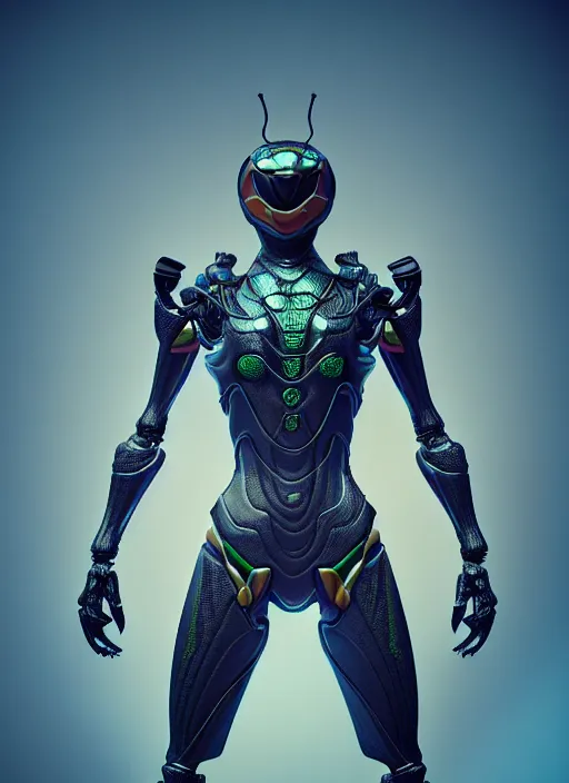 Image similar to kamen rider, more human structure insects concept art, intricate detail, insect compound eyes, hyperrealistic art and illustration by irakli nadar and alexandre ferra, unreal 5 engine highlly render, global illumination