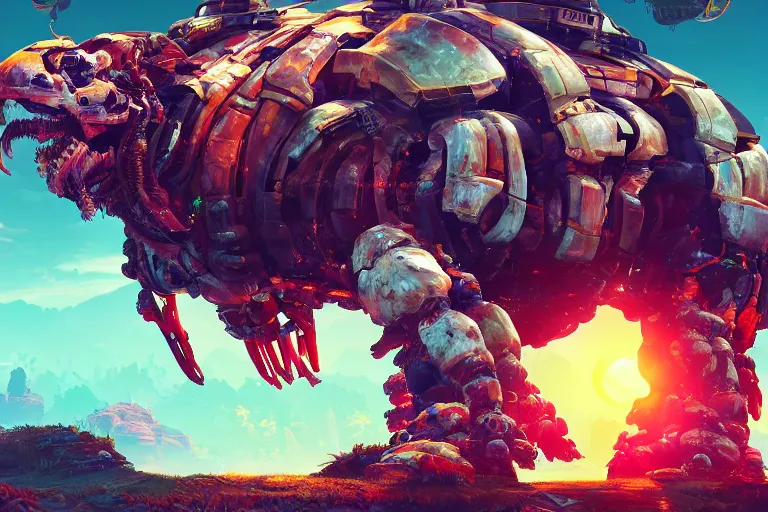 Image similar to shellsnapper machine mecanical creature robot of horizon forbidden west horizon zero dawn bioluminiscence global illumination ray tracing hdr fanart arstation by ian pesty and alena aenami artworks in 4 k