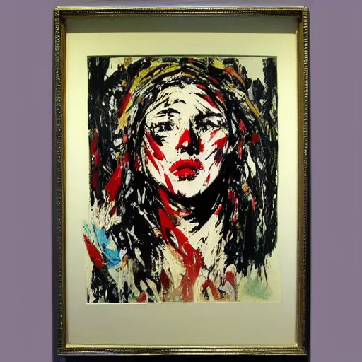 Image similar to photo of young woman by jackson pollock