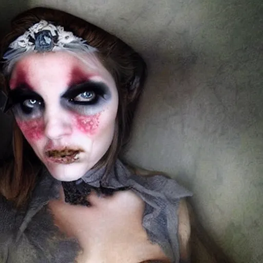 Image similar to A very beautiful woman with an ice cold look on her face, top post of all time on /r/Creepy subreddit