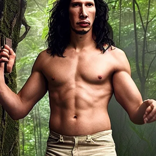 Image similar to adam driver as tarzan