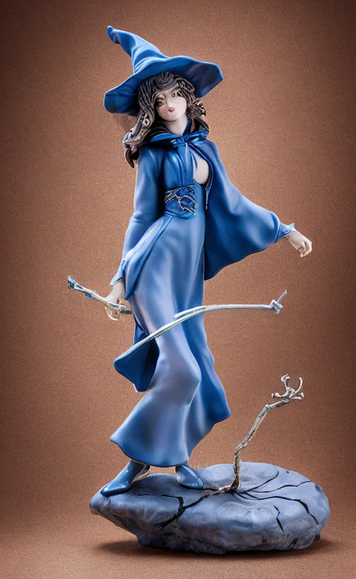 Prompt: Porcelain witch girl figure, 8k, studio photography, highly detailed