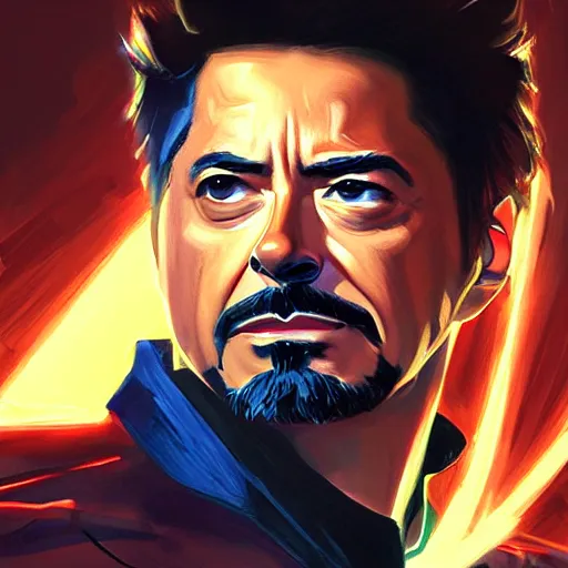 Image similar to concept art of tony stark, cinematic shot, painting by jama jurabaev, extremely detailed, brush hard, artstation, high quality, brush stroke