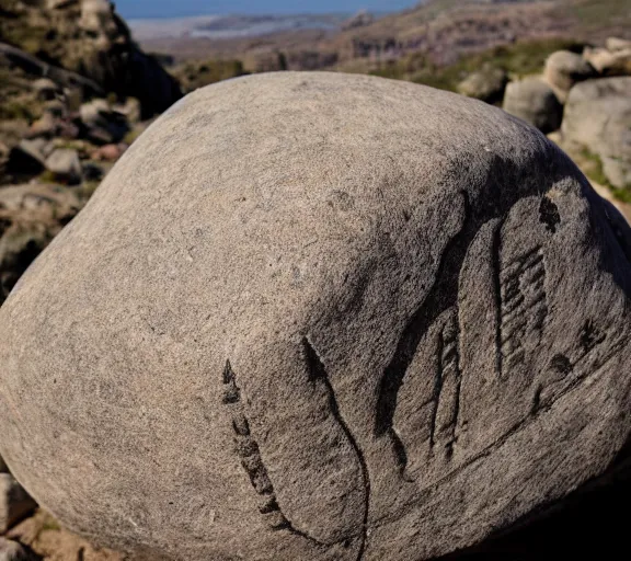 Image similar to ancient text on a rock, written in toki pona language