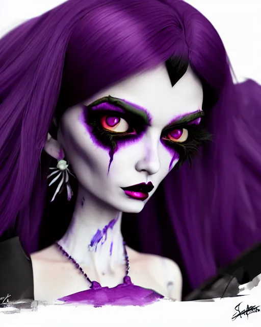 Prompt: watercolor portrait of monster high draculaura doll, by sabrina eras, alice x. zhang, agnes - cecile, blanca alvarez, detailed, realistic 8 k, unreal engine