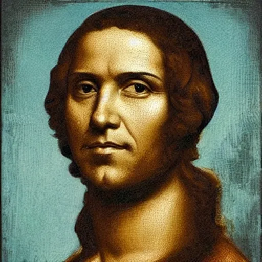 Image similar to portrait of barack obama, short hair. in the style of leonardo da vinci