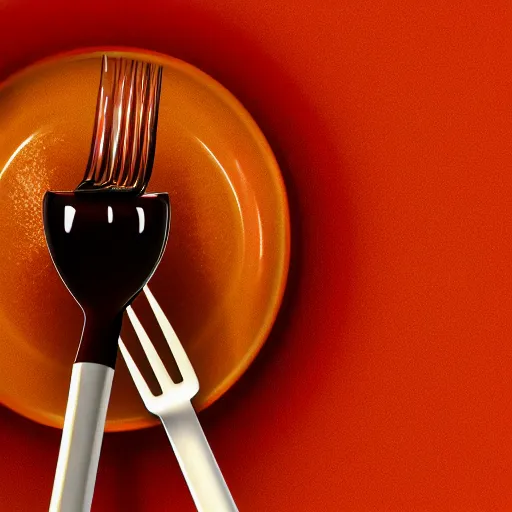 Image similar to a photorealistic fork in the crimson-black honeycomb, dripping honey, professional food photography, Movie Still, Triadic color grading.