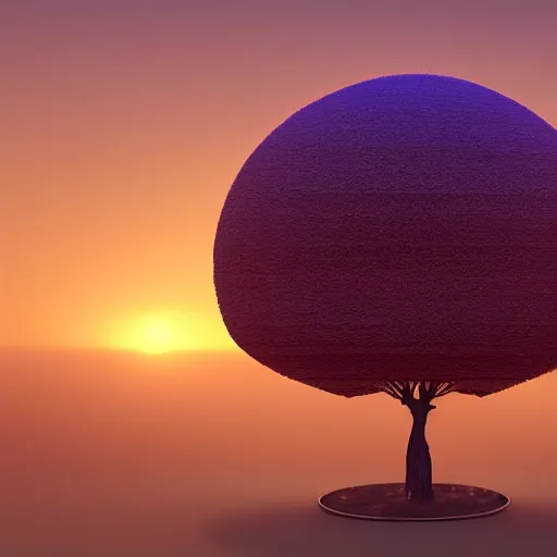 Prompt: The Bodhi Tree at Sunset, beautiful art with volumetric lighting, by beeple, Pi-Slices and Kidmograph
