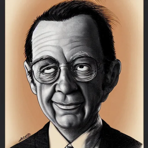 Prompt: a beautiful portrait of alfred e neumann from mad magazine, as a person.