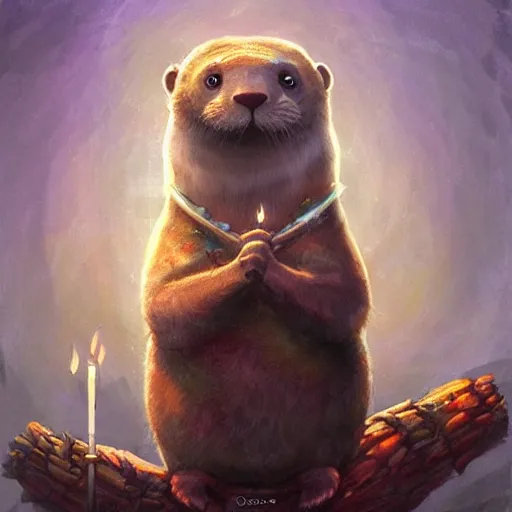 Prompt: anthropomorphic druidic otter casting a spell, DnD character art portrait, matte fantasy painting, DeviantArt Artstation, by Jason Felix by Steve Argyle by Tyler Jacobson by Peter Mohrbacher, cinematic lighting