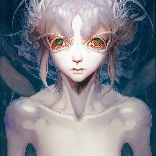 Image similar to prompt : dungeon character portrait soft light painted by james jean and katsuhiro otomo and erik jones, inspired by evangeleon anime, smooth face feature, intricate oil painting, high detail illustration, sharp high detail, manga and anime 1 9 9 9