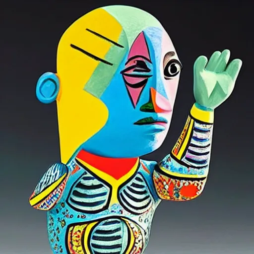 Prompt: Pablo Picasso as a Pixar figurine, vibrant, hyperrealistic, Maximalism, mystical, ornate, Intricate