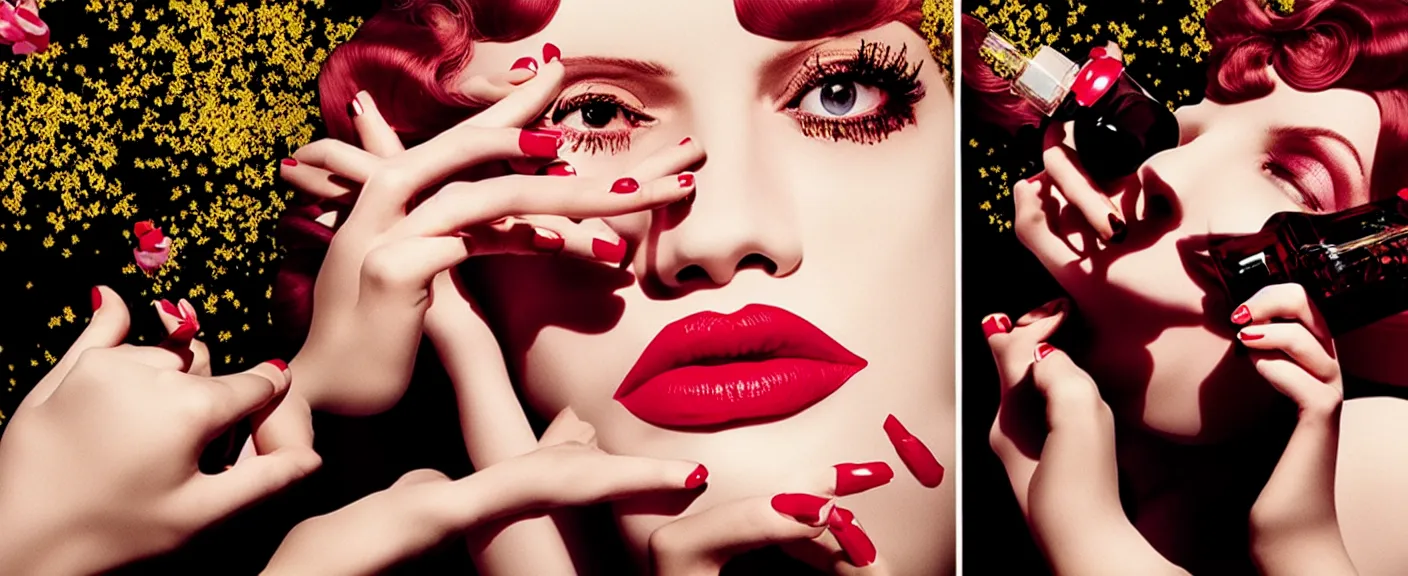 Image similar to fragrance advertising campaign by alex prager detailed, intricate, high contrast