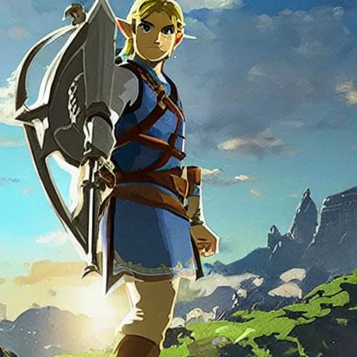 Image similar to Henry Cavill as Link in The Legend of Zelda Breath of the Wild