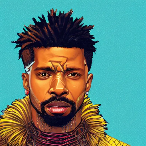 Image similar to a matte painting of killmonger, drip, diamonds shining, stylish, by sachin teng