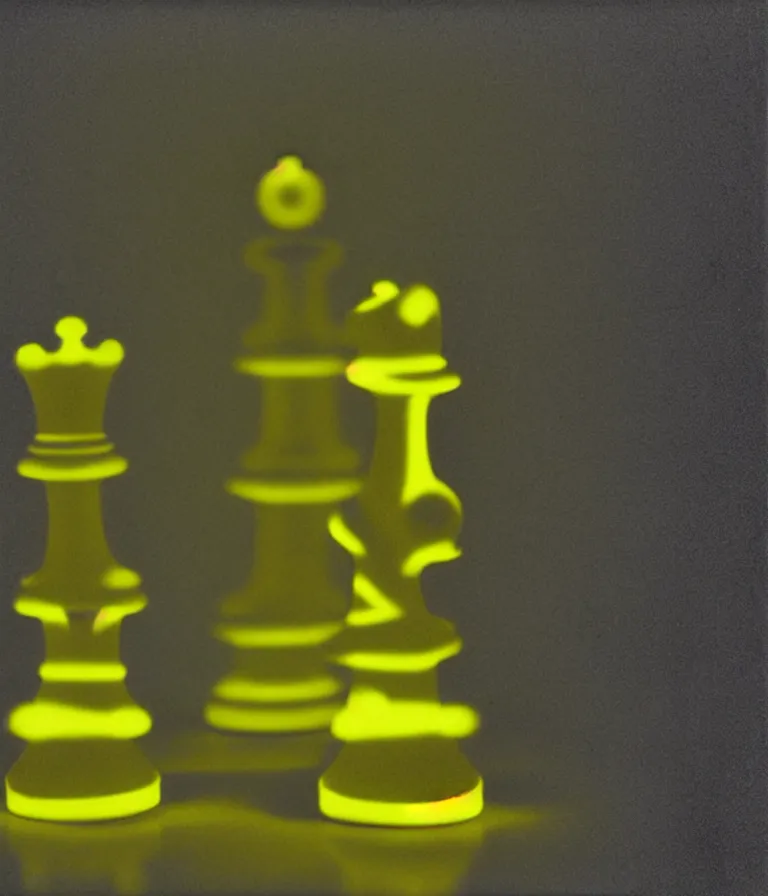 Image similar to minimal realistic textured chess - piece readymade by marcel duchamp in a museum, color bleed, light leak, marcel duchamp, man ray, hito steyerl, saadane afif, underexposed neon