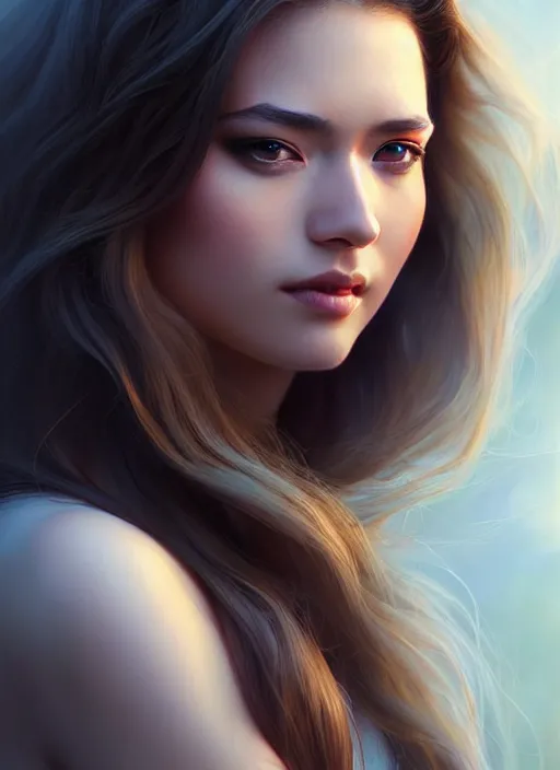 Prompt: a gorgeous female with long ashy hair in the style of stefan kostic, realistic, full body shot, wide angle, sharp focus, 8 k high definition, insanely detailed, intricate, elegant, art by stanley lau and artgerm, floating embers