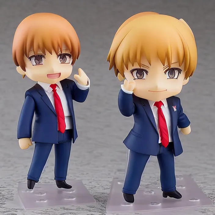 Prompt: an anime nendoroid!! figurine of (Donald Trump), fantasy, figurine , product photo