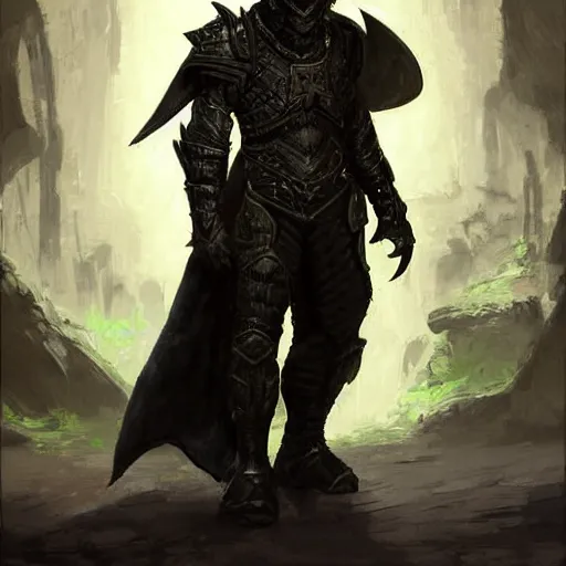 Image similar to digital art painting of a black dragonborn!!! wearing ( ( armored ) ) wizard robes!!!, dnd portrait painted by craig mullins and gaston bussiere and greg rutkowski