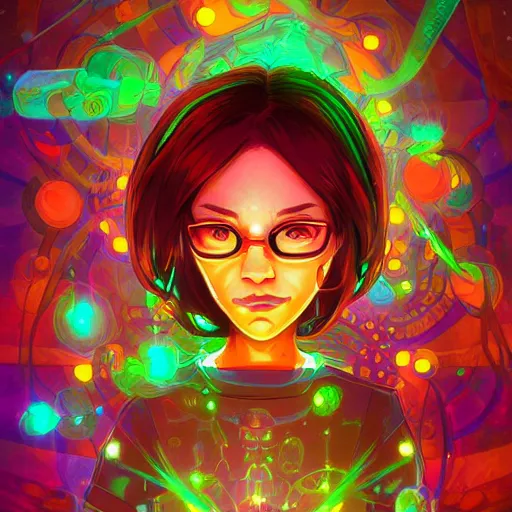 Image similar to skill magic geek inside matrix deepdream radiating a glowing aura stuff loot legends stylized digital illustration video game icon artstation lois van baarle, ilya kuvshinov, rossdraws,