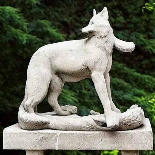 Image similar to “ capitoline wolf ” statue with a fox instead of a wolf