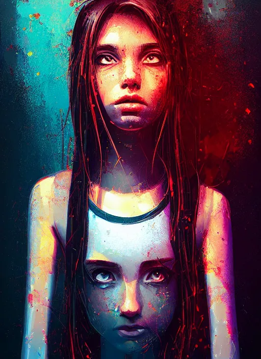 Image similar to a portrait of a pretty sewer punk young lady by alena aenami