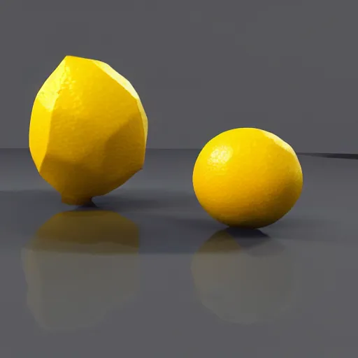 Image similar to a render of a low polygon lemon, unreal engine