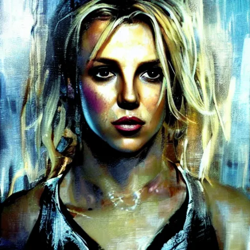 Image similar to britney spears and scarlett johansson morphed together, hybrid, jeremy mann painting