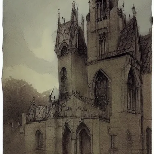 Prompt: (((((((v sketch of Gothic revival castle gatehouse))))))) . muted colors. by Jean-Baptiste Monge !!!!!!!!!!!!!!!!!!!!!!!!!!!!!!!!!!!!!!!! ((((((((((((((((((watercolor sketch))))))))))))))))))