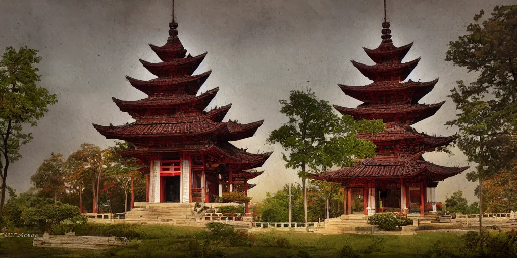 Prompt: pagoda, by zhang zeduan