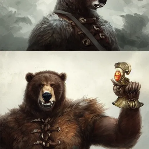 Image similar to dashing charming grinning charismatic bear beast-man rogue, wearing captain's tricorne hat, naval background, amazing, lifelike award winning pencil illustration trending on art station artgerm Greg rutkowski cinematic