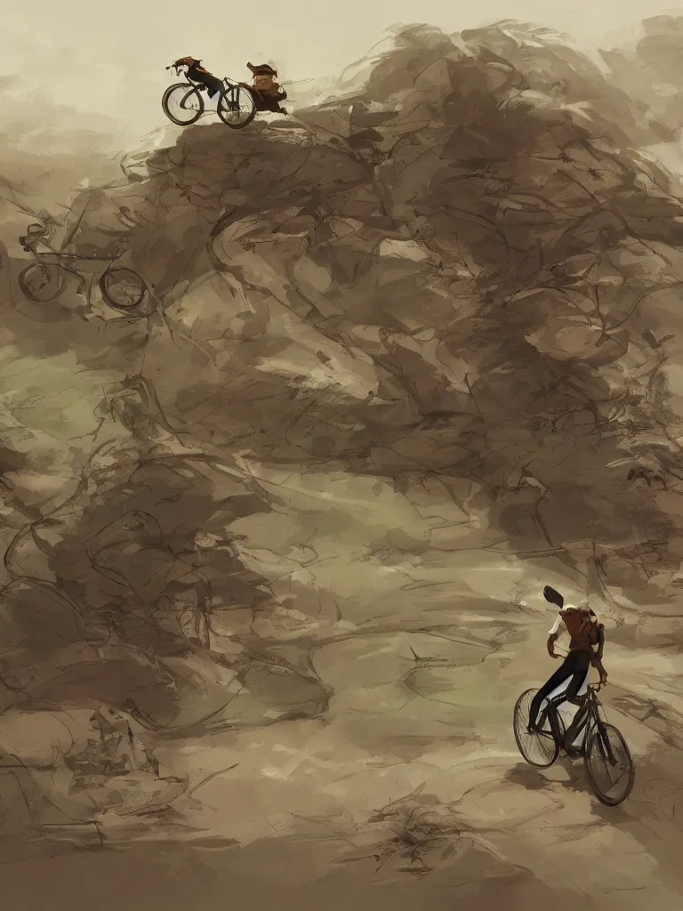 Image similar to riding a bike by disney concept artists, blunt borders, rule of thirds