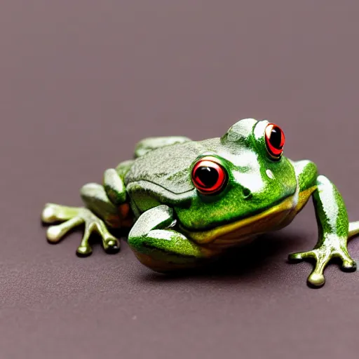 Image similar to anthropomorphic frog wearing crown, photo, 5 5 mm