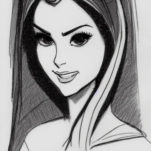 Image similar to milt kahl sketch of victoria justice as princess padme from star wars episode 3