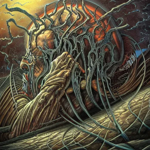 Image similar to soul crusher, dan seagrave art